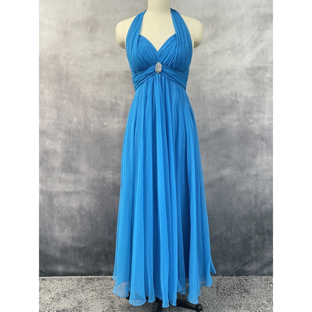 Vintage Mike Benet Formals Dress Womens Size 10 Halter Flowy Chiffon Glam Prom